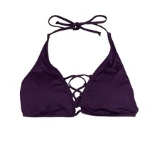 Mossimo Lace-Up Front Halter Bikini Top Size L Dark Purple Padded Beach ... - $9.50