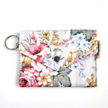 Handmade Canvas Classic English Flower Coin Purse Keychain Wallet 4.5&quot; x 3.5&quot; - £11.62 GBP