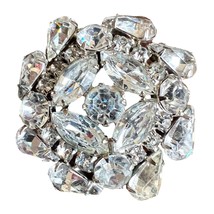 Vintage Brooch Signed Weiss Clear Rhinestones Sparkly Rhodium Plate Larg... - $141.67