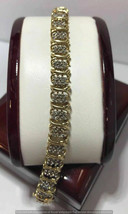 10CT Redondo Corte Diamante Imitación Mujer Tenis Pulsera 14K Oro Amarillo Baño - £175.50 GBP