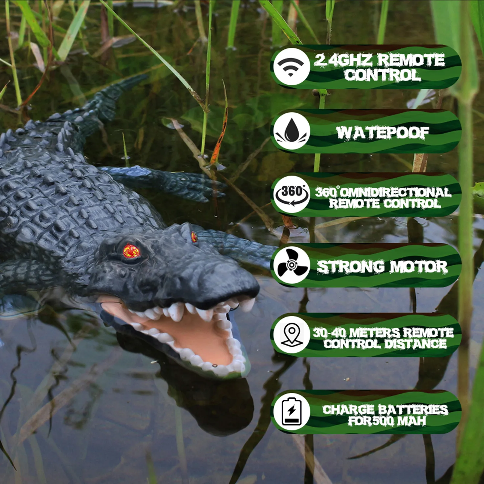 Game Fun Play Toys 2.4G RC Crocodile Electric Remote Control Alligator Boats Wat - £44.60 GBP