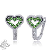0.69CT 925 Silver Heart Emerald Huggie Hopp Earrings 14K Gold Plated - £32.98 GBP