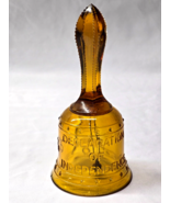 Vintage MOSSER GLASS Ohio 6&quot; Topaz Amber-Gold BICENTENNIAL Bell With Cla... - $9.88