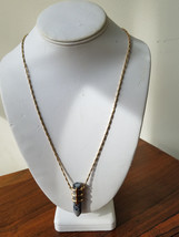 Stella &amp; Dot Legend Grey Pendant Long Necklace Gold (NWOT) - $39.55