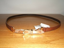 Woman&#39;s Brown w/Golden Buckle Size Large Belt (New) - £7.06 GBP