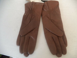 Women&#39;s Chestnut Fownes Genuine Leather Winter Gloves. Size 7. Lining 100% Polye - £18.99 GBP