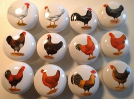 Cabinet Knobs w/ Roosters &amp; Hens Chickens (12) - £37.98 GBP