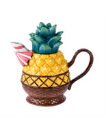 Pineapple Cocktail 18092 Drink Umbrella Ceramic Teapot Blue Sky Claywork... - $59.39