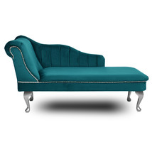 Cambridge Chaise Lounge Handmade Tufted Teal Striped Longue Accent Chair - £263.77 GBP