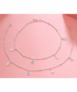 925 Sterling Silver Hamsa Hand and Clover Charm Chain Anklet Jewelry For... - $90.89 CAD