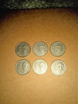 Lot of 6 1984 Benito Juarez 50 Mexican Mexico Pesos Circulated Coins - $12.99