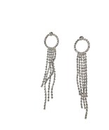 Elegant Silver Tone Rhinestone Tassel Dangle Earrings – Statement Jewelry - $229.61 MXN