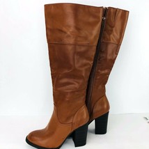 Rouge Size 6 Butterscotch Brown Knee High Boots Zip Up Side Block Heel  - £39.86 GBP