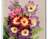 Garden Auricula Primrose Bouquet Happy New Year Embossed DB Postcard V17 - $4.90
