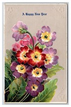 Garden Auricula Primrose Bouquet Happy New Year Embossed DB Postcard V17 - £3.84 GBP