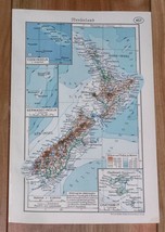1938 Original Vintage Map Of New Zealand Cook Kermadec Chatham Islands - £13.43 GBP