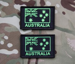 2 x Lime Green/Black Australian Flag Embroidery Patch Set Afghanistan SA... - $10.85