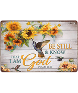 Super Durable Metal Sign Sunflower and Hummingbirds Tin Sign Vintage Wal... - £9.64 GBP