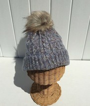 New Winter Warm Trendy Knit Beanie Hat with Faux Fur Pom &amp; Plush Lining #E - £6.79 GBP