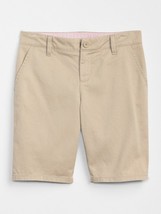 New GAP Kids Girls Uniform Tan Brown Cotton Twill 9&quot; Bermuda Chino Shorts 8 - £11.67 GBP