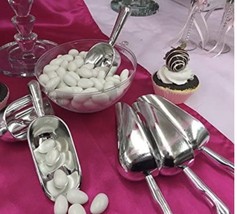 6 Silver Plastic 6&quot; Candy Scoops Wedding Bridal Dessert Party Table Deco... - $10.82