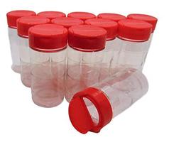 Small 2 OZ Clear Plastic Spice Container Bottle Jar With Red Cap- Set of... - £22.32 GBP