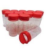 Small 2 OZ Clear Plastic Spice Container Bottle Jar With Red Cap- Set of... - £22.40 GBP