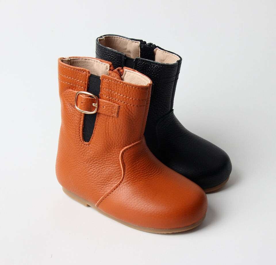 Toddler Black Boots, Non-Slip Weatherproof Boots, Leather baby boots Brown boots - $32.00