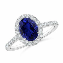 Authenticity Guarantee 
Angara 8x6mm Lab Grown Blue Sapphire Ring in 14K Whit... - £1,008.63 GBP