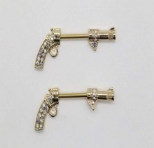2 Gold Gun Nipple Bars Body Jewellery Barbell Piercing Surgical Steel - £9.88 GBP