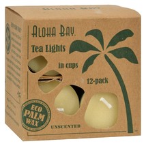Aloha Bay - Palm Wax Tea Lights With Aluminum Holder Cream - 12 Candles - $13.05