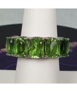 Vintage Marked STS 925 Sterling Silver 5 Emerald Cut Peridot Stone Ring ... - $290.33