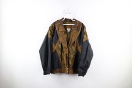 Vtg 90s Streetwear Womens L Distressed Color Block Paisley Windbreaker Jacket - £39.18 GBP