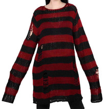 Emo gothic Punk Stripped friday the 13th Oversized Streetwear Knitted Sw... - £12.57 GBP