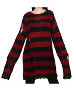 Emo gothic Punk Stripped friday the 13th Oversized Streetwear Knitted Sw... - £12.76 GBP