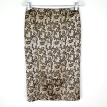 New York &amp; Company Metallic Gold Pencil Skirt 0 Lace/Brocade Look New - £19.93 GBP