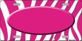 Hot Pink White Zebra Pattern With Center Oval Metal Novelty License Plate LP-137 - £15.00 GBP