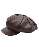 DR399 Women&#39;s Real Leather Peaked Cap Ballon Brown - £35.14 GBP