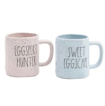 New Rae Dunn 2 Mug Easter Set  Blue “Eggspert Hunter&quot; Pink &quot;Sweet Eggscape&quot; NIB - £30.79 GBP