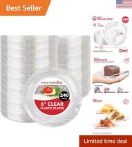 6-Inch Clear Plastic Dessert Plates 240 Pack Flexible Disposable Clear P... - $39.91
