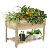 Raised Garden Bed Planter Box with Legs &amp; Storage Shelf Wooden Elevated - £78.22 GBP
