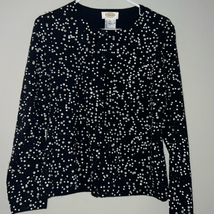 Talbots Womens Petites Size Medium Petite Black Sequined Cardigan Merino Wool - £16.89 GBP