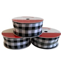 Christmas Ribbon LOT 3 Wired Jumbo Roll Black White 2 1/2&quot; x 75 Ft Celeb... - £15.41 GBP