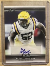 Kendell Beckwith 2017 Leaf Draft RC Rookie Autograph #A-KB1 LSU Tampa Ba... - $56.12 MXN