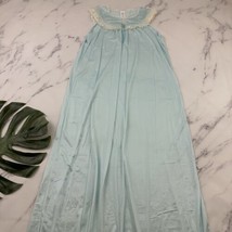 JC Penny Womens Vintage Nightgown Size L Pastel Blue Ruffle Lace Trim Co... - $35.63