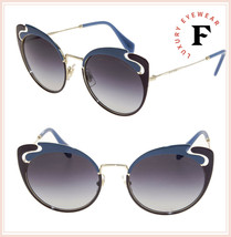 Miu Miu Noir MU57TS Cut Out Gold Blue Brown Cat Eye Metal Sunglasses 57T Women - £145.97 GBP