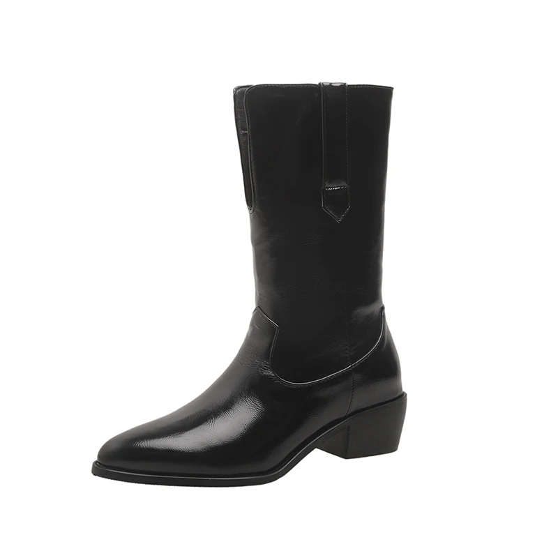 Plus Size 44 45 46 Women Shoes Front V Cut Riding Equestrian Knight Mid-calf Boo - £137.96 GBP