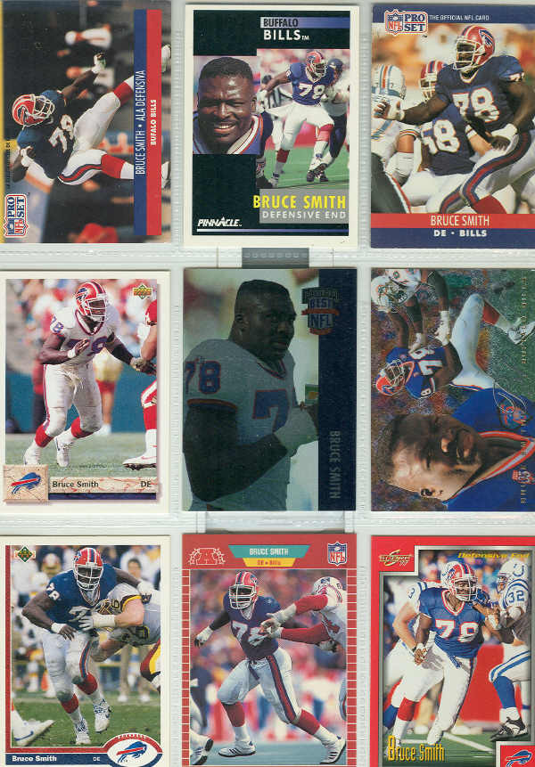 BRUCE SMITH BUFFALO BILLS  9 FOOTBALL CARDS  !  - $2.00