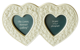 Lennox Portrait Gallery Porcelain Double Heart Frame for 2.5”x 3” Photos - £15.20 GBP