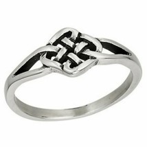 Celtic Knot Ring Womens Silver Stainless Steel Norse Viking Band Sizes 5-9 - £12.27 GBP